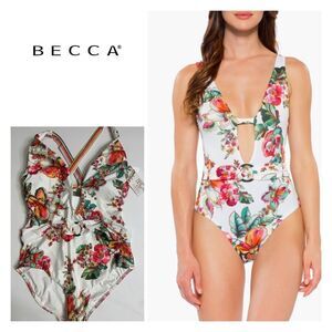New. BECCA floral belted one piece size 14